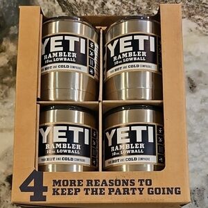 Yeti Rambler 10 oz Lowball Set of 4 - Silver. NEW IN BOX